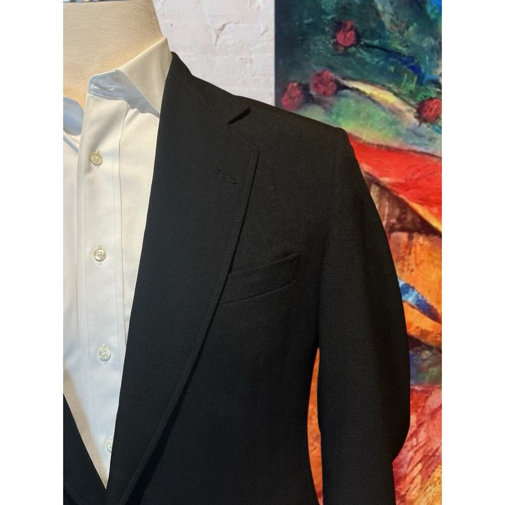 Vtg Wimbledon by Racquet Club 40R Black Gold Tone Buttons Patch Pockets Blazer - Picture 5 of 15